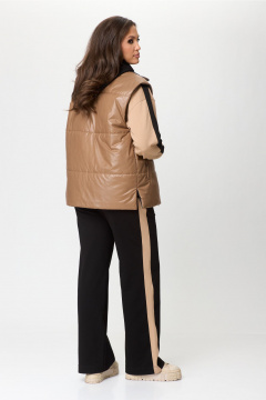 Двусторонний утепленный жилет из плащёвой ткани MarSo 2422ж беж-чёрный - фото 5