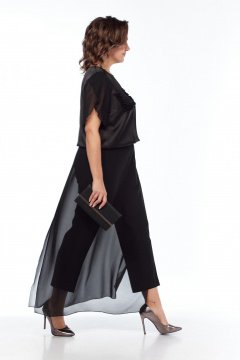 Блуза и брюки нарядный ткань с рюшей и камнями Vilena 1017 черный - фото 2