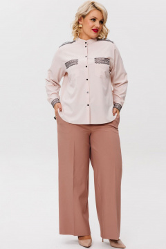 Прямые брюки с стрелками классический деловой стиль Anelli 1278 печенье - фото 1