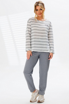 Свободный джемпер с декоративной нашивкой и разрезами Faufilure C1663 - фото 1