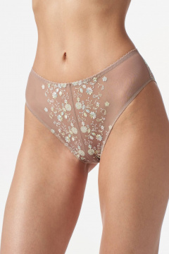 Бежевые кружевные слипы из эластичной сетки Леди Леда 337-219 - фото 1