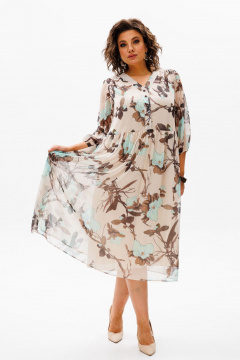 Платье приталенное с вырезом V и сборкой на талии Anelli 1460 нежность - фото 5