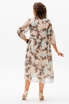 Платье приталенное с вырезом V и сборкой на талии Anelli 1460 нежность - фото 4