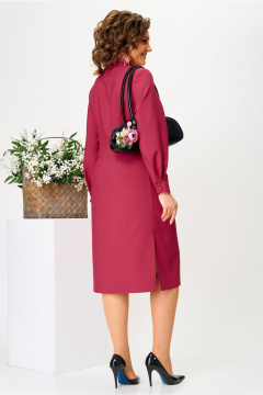 Миди платье из вискозы с драпировкой и поясом Твой имидж 2082 малина - фото 2