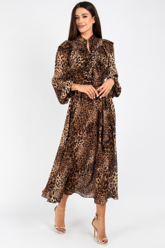 Платье полуприлегающего силуэта с кокеткой и рюшей VIZAVI 813.2 леопард - фото 4