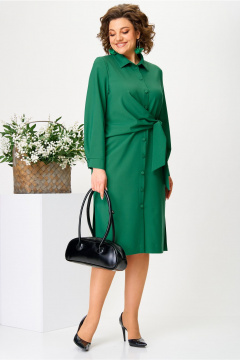 Элегантное зеленое платье-рубашка из вискозы Твой имидж 2083 зеленый - фото 4