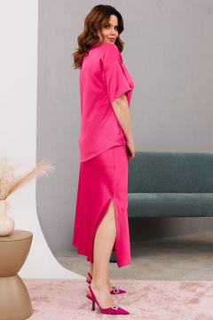 Платье миди из трикотажа с пуговицами и V-образным вырезом Anastasia 1199 розовый - фото 4