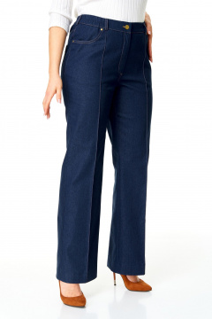 Брюки прямого кроя с кантом и застежкой на пуговицу VI ORO VR-1165 деним - фото 3