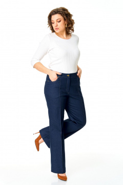 Брюки прямого кроя с кантом и застежкой на пуговицу VI ORO VR-1165 деним - фото 1