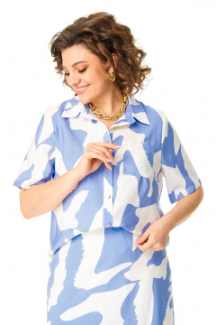 Блуза и юбка с нагрудными вытачками и складками VI ORO VR-1169 голубые_разводы - фото 5