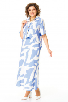 Блуза и юбка с нагрудными вытачками и складками VI ORO VR-1169 голубые_разводы - фото 4