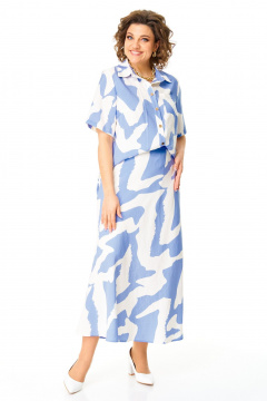 Блуза и юбка с нагрудными вытачками и складками VI ORO VR-1169 голубые_разводы - фото 3