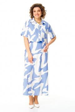 Блуза и юбка с нагрудными вытачками и складками VI ORO VR-1169 голубые_разводы - фото 2