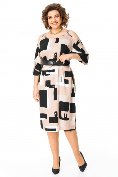 Платье прямого кроя из вискозы с разрезами VI ORO VR-1166 камушки - фото 2