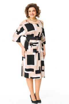 Платье прямого кроя из вискозы с разрезами VI ORO VR-1166 камушки - фото 1