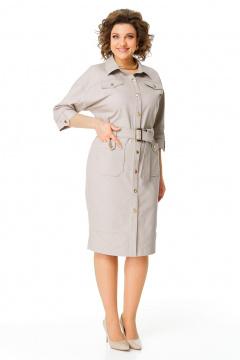 Платье из джинса с поясом и накладными карманами VI ORO VR-1167 беж - фото 4