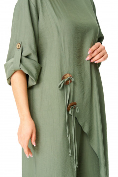 Бежевая туника и брюки с ассиметриным кроем VI ORO VR-1168 хаки - фото 5