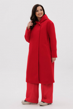 Красное пальто свободного силуэта с двубортной застежкой Fantazia Mod 4915 - фото 4