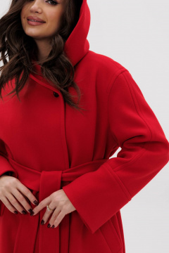 Красное пальто свободного силуэта с двубортной застежкой Fantazia Mod 4915 - фото 3