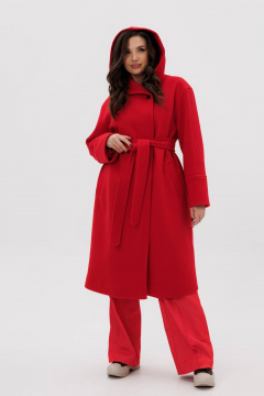 Красное пальто свободного силуэта с двубортной застежкой Fantazia Mod 4915 - фото 2