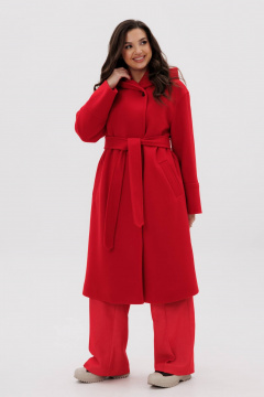 Красное пальто свободного силуэта с двубортной застежкой Fantazia Mod 4915 - фото 1