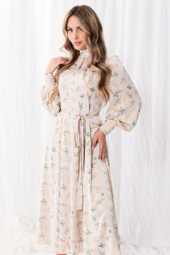 Демисезонное платье с отрезной талией и съемным поясом Golden Valley 4771-1 светло-серый - фото 3