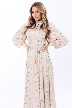 Демисезонное платье с отрезной талией и съемным поясом Golden Valley 4771-1 светло-серый - фото 2