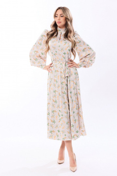 Демисезонное платье с отрезной талией и съемным поясом Golden Valley 4771-1 светло-серый - фото 1