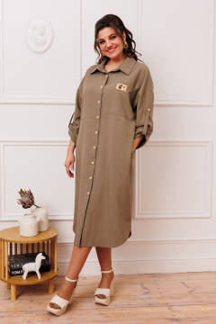 Платье прямого силуэта до икры из текстиля и шифона Romanovich Style 1-2391 темный_беж - фото 3