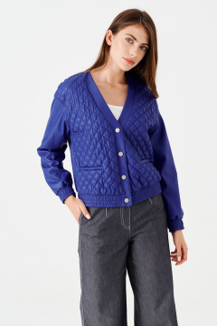 Демисезонная синий куртка из экокожи для повседневной носки Noche mio 3.013 - фото 1