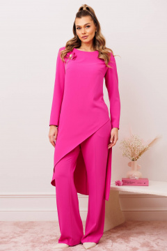 Демисезонный комплект брюки и туника из ярких тканей Мода Юрс 2887 фуксия - фото 1