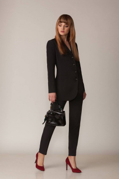 Черный деловой брючный комплект жакет и классические брюки Rosheli 968 - фото 1