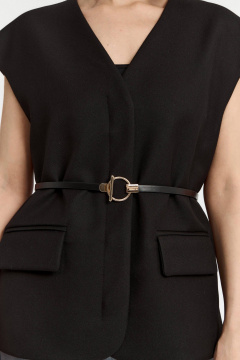 Классический жилет прямого кроя с карманами и поясом ATTIKA A3091 черный - фото 2