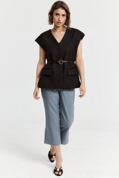 Классический жилет прямого кроя с карманами и поясом ATTIKA A3091 черный - фото 3