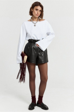 Лонгслив из хлопкового трикотажа с горловиной лодочкой ATTIKA A3300 белый - фото 1