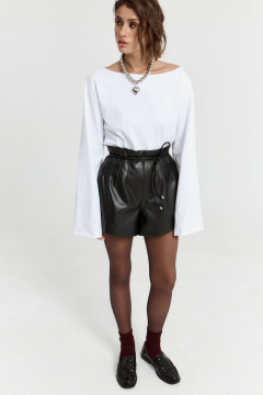 Лонгслив из хлопкового трикотажа с горловиной лодочкой ATTIKA A3300 белый - фото 3