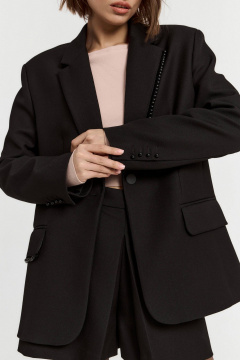 Жакет прямого кроя однобортный из костюмной ткани для офиса ATTIKA A3302-2 черный - фото 2