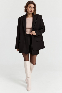 Жакет прямого кроя однобортный из костюмной ткани для офиса ATTIKA A3302-2 черный - фото 3