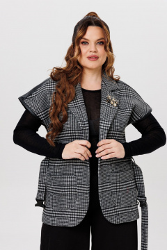 Жилет женский прямой стиль Michel chic 367 темно-серый,клетка - фото 5