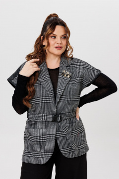 Жилет женский прямой стиль Michel chic 367 темно-серый,клетка - фото 2