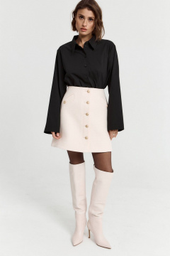 Юбка из твида с застежками на пуговицах и декоративными клапанами ATTIKA A3304 бежевый - фото 1