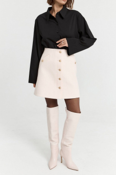 Юбка из твида с застежками на пуговицах и декоративными клапанами ATTIKA A3304 бежевый - фото 4