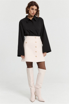 Юбка из твида с застежками на пуговицах и декоративными клапанами ATTIKA A3304 бежевый - фото 2