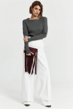 Короткий джемпер из трикотажа с нашивкой в стиле casual ATTIKA A3305-1 темно-серый - фото 3