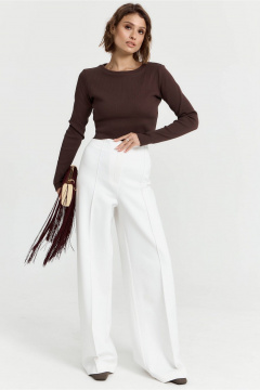 Коричневый укороченный джемпер из трикотажа для комфорта ATTIKA A3305-3 темно-бордовый - фото 2