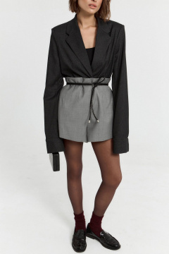 Мини-шорты из текстиля и шерсти с высокой посадкой ATTIKA A3312-1 серый - фото 5