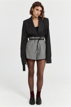 Мини-шорты из текстиля и шерсти с высокой посадкой ATTIKA A3312-1 серый - фото 3