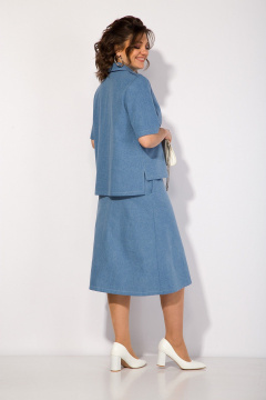 Классический джинсовый костюм с юбкой и коротким жакетом Liliana 1417 - фото 5