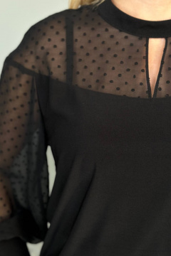 Демисезонная черная блуза из текстиля стиль на каждый день LindaLux 1-317 черный - фото 4