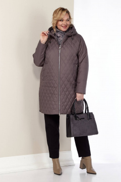 Демисезонная куртка из плащёвой ткани с капюшоном и карманами Shetti 2179 какао - фото 3